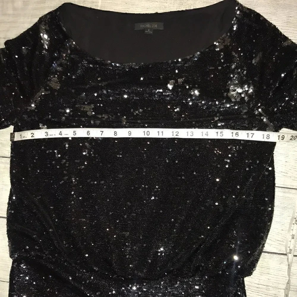 Rachel Zoe Sequin Blouson Mini Dress Flip Sequins